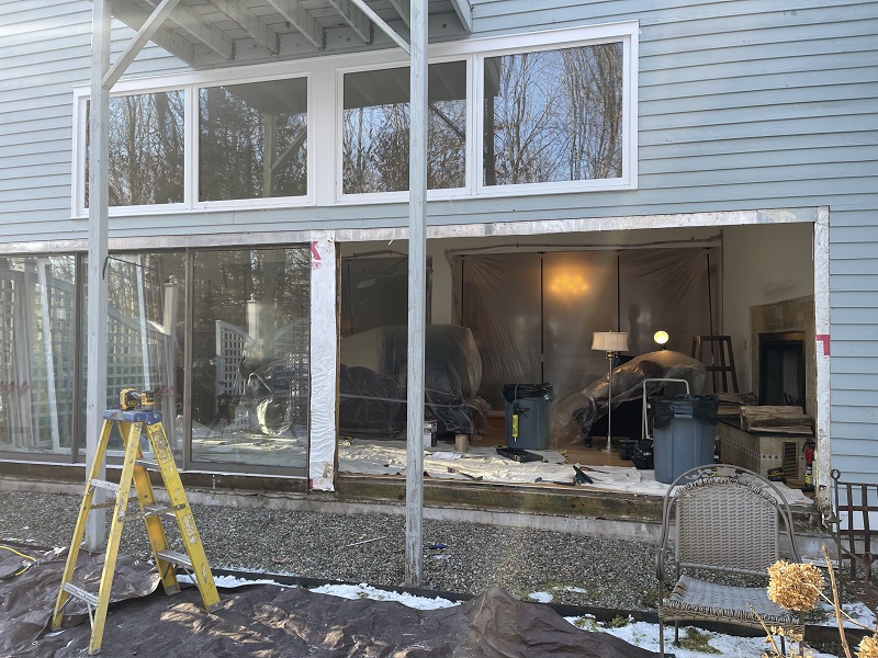 Remove the old doors and apply the flashing tape